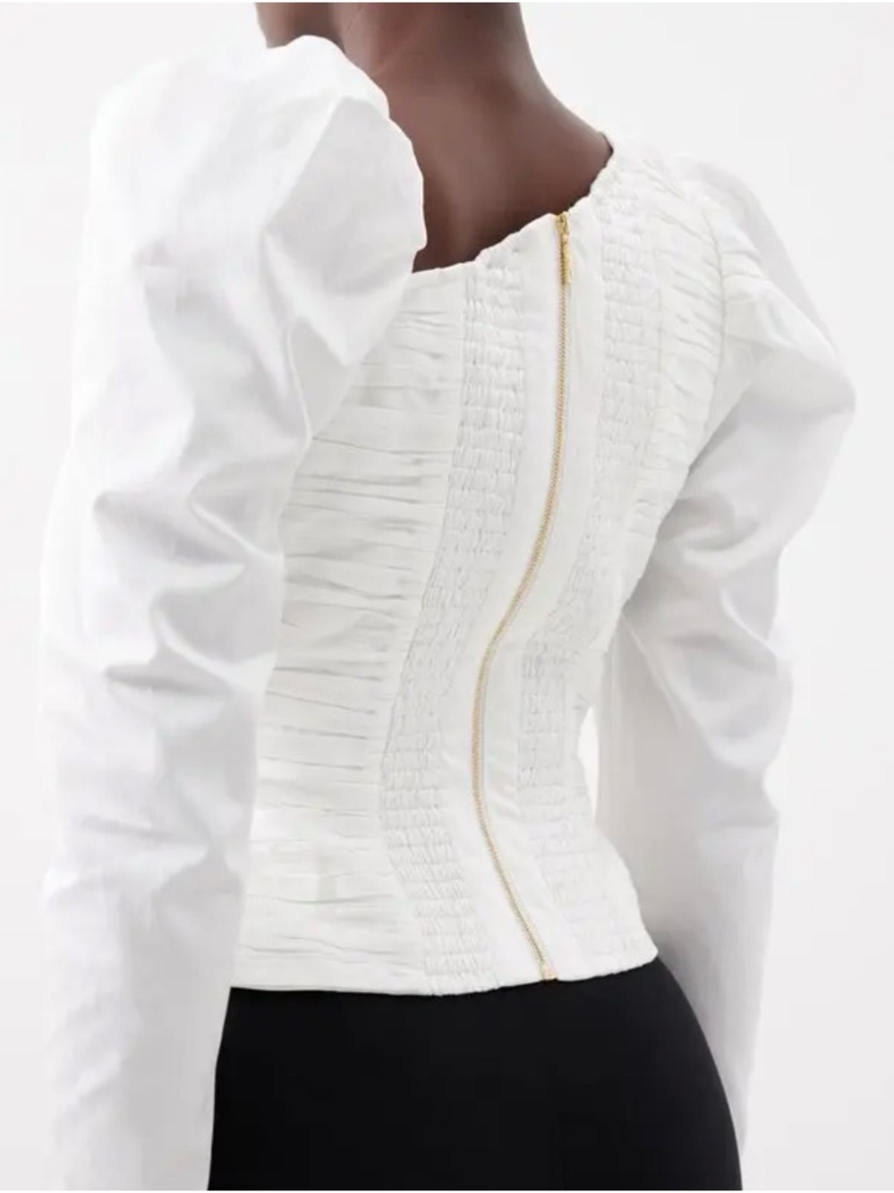 Aje White Adelia Ruffle Ruched Blouse - Picture 2 of 11